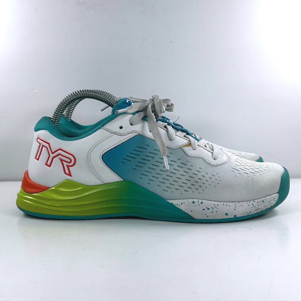 TYR CXT-1 Trainer White Teal Lime Green Mens 6.5 Womens 8 Cross Training Shoes